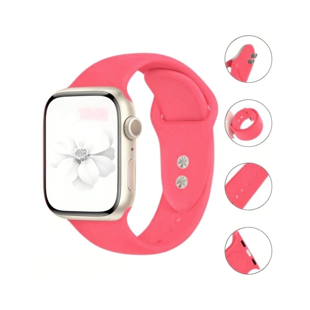 Apple iWatch Compatible Ultra SE Sporty Pink Silicone Watch Band 38/40/41/42mm